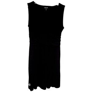 Lands End Womens Sleeveless Black Midi Dress M 10/12 Pima Cotton Spandex Blend D